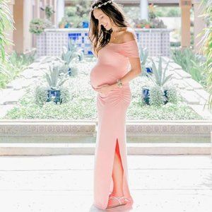 BlackCherry Pink Off-Shoulder Maxi Dress